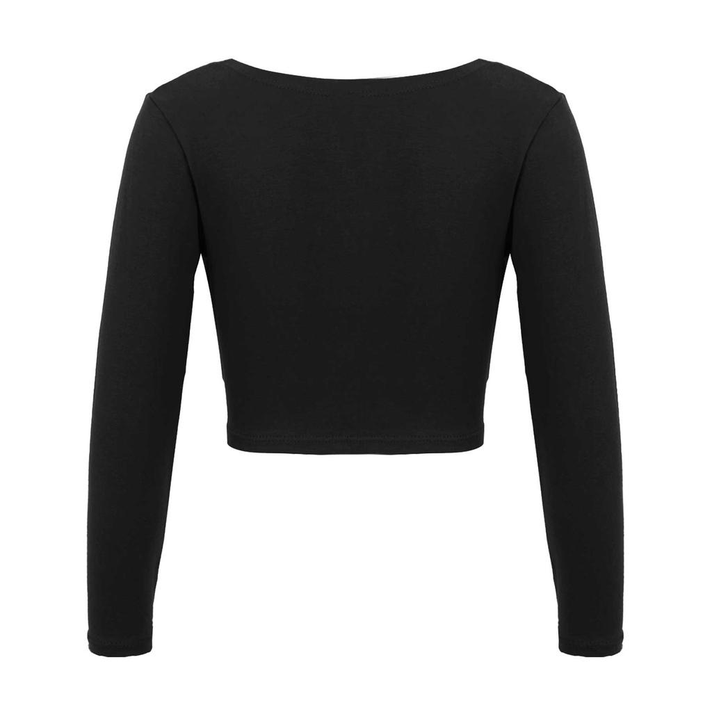 Девочки Длинный рукав V-образный вырез Узел спереди Однотонная Танцевальная куртка Длинный рукав Теплый Балетный костюм