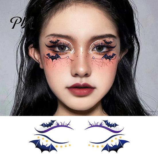 Water Transfer Face Decals Halloween Temporary Tattoos for Women, Waterproof Pumpkin Spiderweb Eye Art Stickers Masquerade Carnival Cosplay