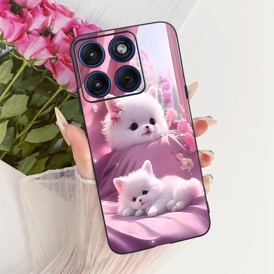 For Motorola Edge 70 Cute Flower Butterfly Cat Painted Case For Motorola Moto X70 Air Edge70 5G Black Silicone Soft Phone Cases
