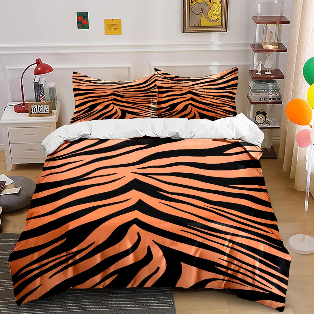 Tiger Stripe Pattern 3-Piece Bedding Set Bedding set (1 duvet cover, 2 pillowcases, duvet not included)