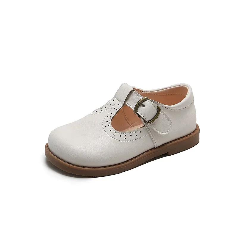 Girls Shoes Basic Mary Janes Kids Shoes Flats Baby Toddlers Anti-Slippery Casual Shoes for Child Leather Shoe Black E01042