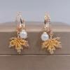 Женские серьги-подвески с желтым цирконием и кленовым листом, новинка 2023 года, модные ювелирные аксессуары для свадебной и помолвочной вечеринки