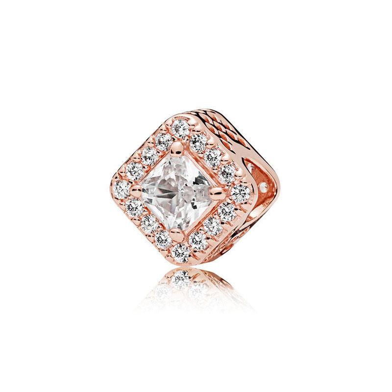 Серия Rose Gold Подвески-бусины в форме сердца Цветок Зажим Медь Подходит для Европейских Оригинальных Браслетов Сделай сам Элегантные Украшения