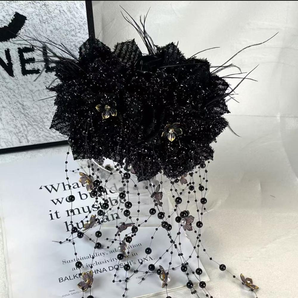 Flower Hair Clip Bead Tassel Shark Clip Fashion Hairpin Grips for Girls