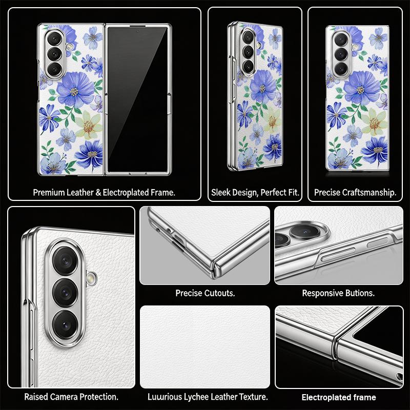 Ретро Листья Цветы Чехол Для Samsung Z Fold 8 Ultra 7 6 5 Гибридный 3-в-1 Кожаная Накладка С Покрытием Складной Чехол Для Телефона Для Galaxy Z Fold8 Fold7 Fold6