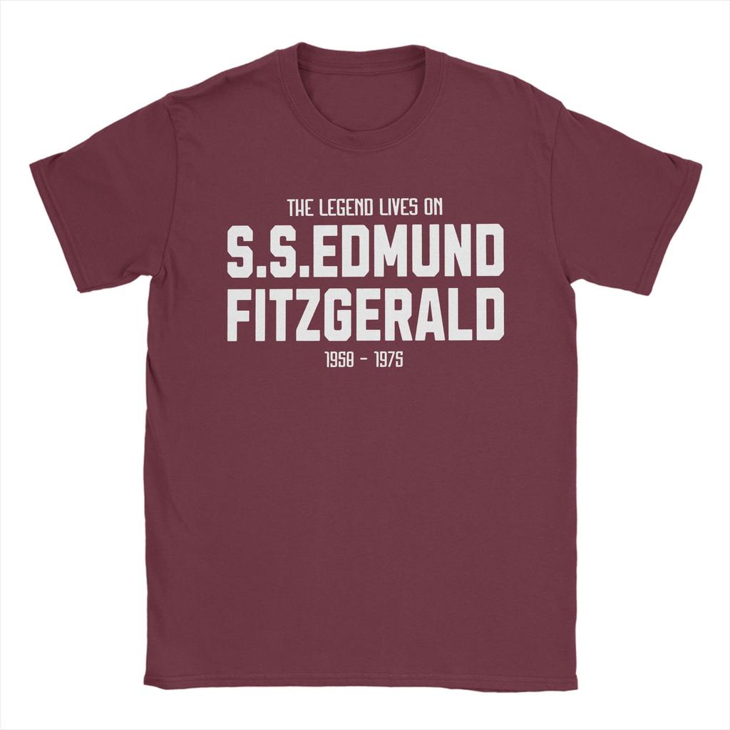 Edmund Fitzgerald T-Shirt Summer Great Ship Pure Cotton T Shirts For Men Hip Hop Casual Tshirt Short Sleeve Streetwear Tops