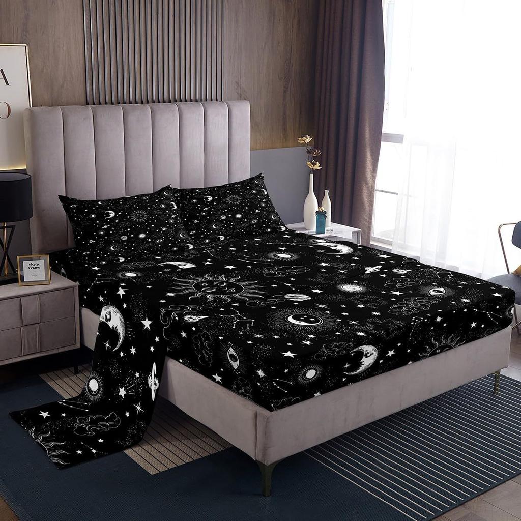 Cute Cartoon Ghost Pattern Bed Hat Four-piece Bedding Set Bedroom Dormitory Bedding Decoration