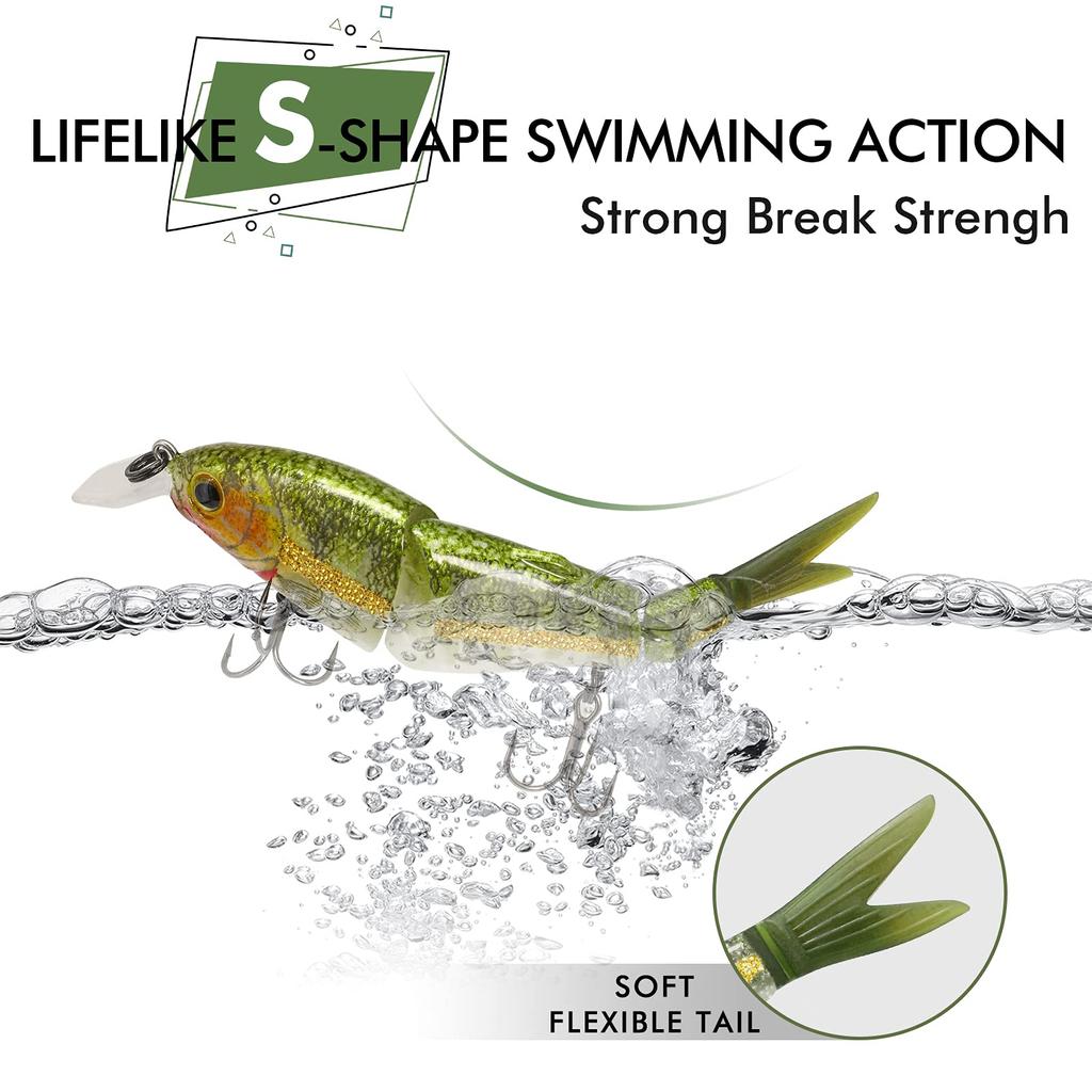 TRUSCEND Swimbait High Strength Metal Glide Bait Crankbait Split Bass Fishing Lure for Saltwater Freshwater Slowly Sinking Hard Lure for Bass