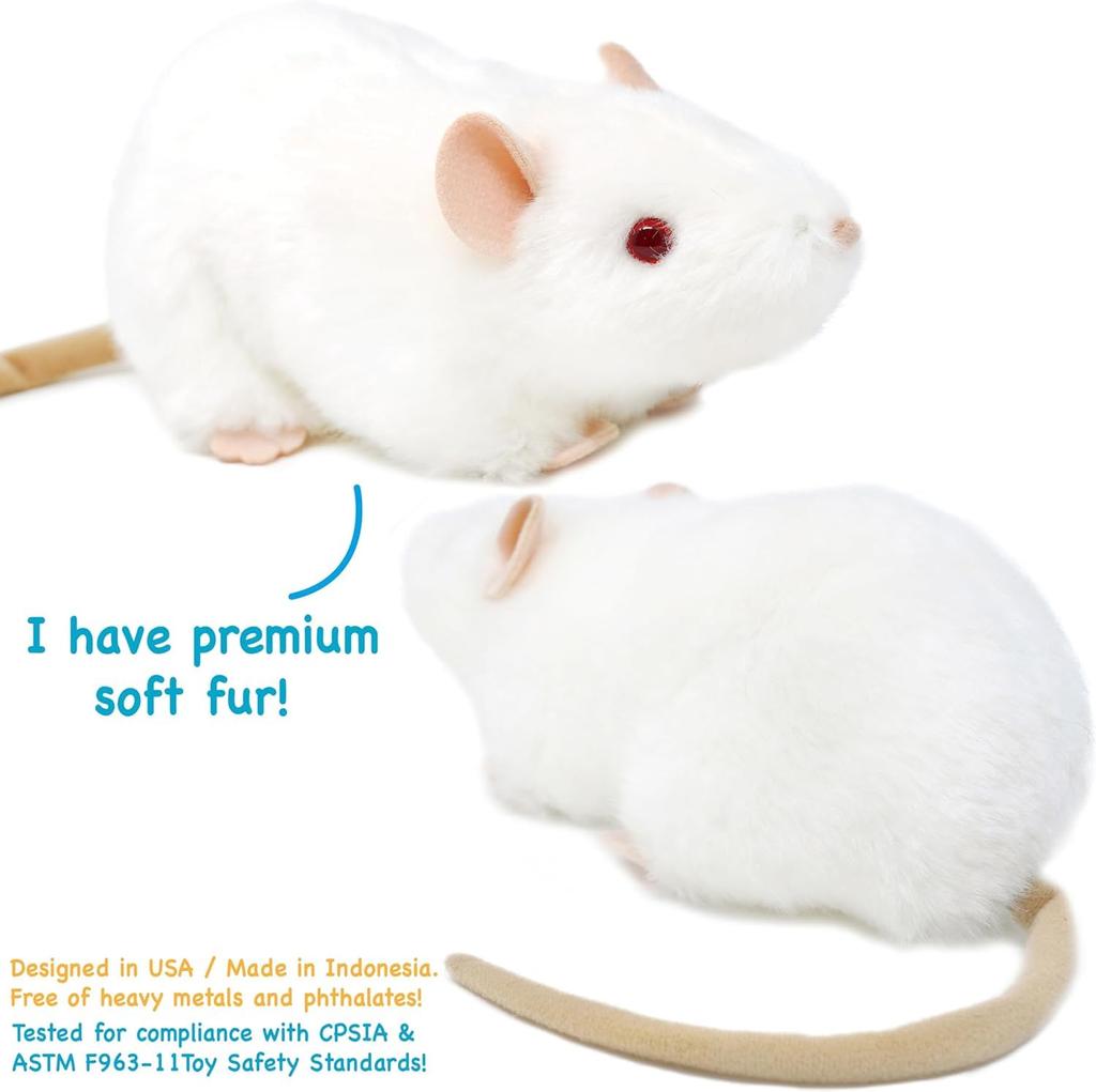 VIAHART White Rat Wiley Plush Toy, White, Small (Approx. 18cm), Fluffy Mouse Toy, Washable and Safe [Parallel Import]
