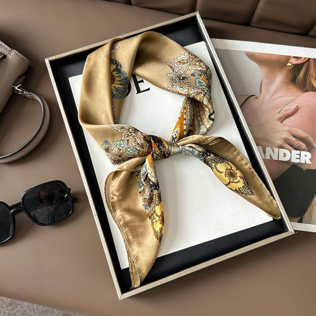 Шелковый шарф премиум-класса с принтом в корейском стиле - Универсальный модный аксессуар