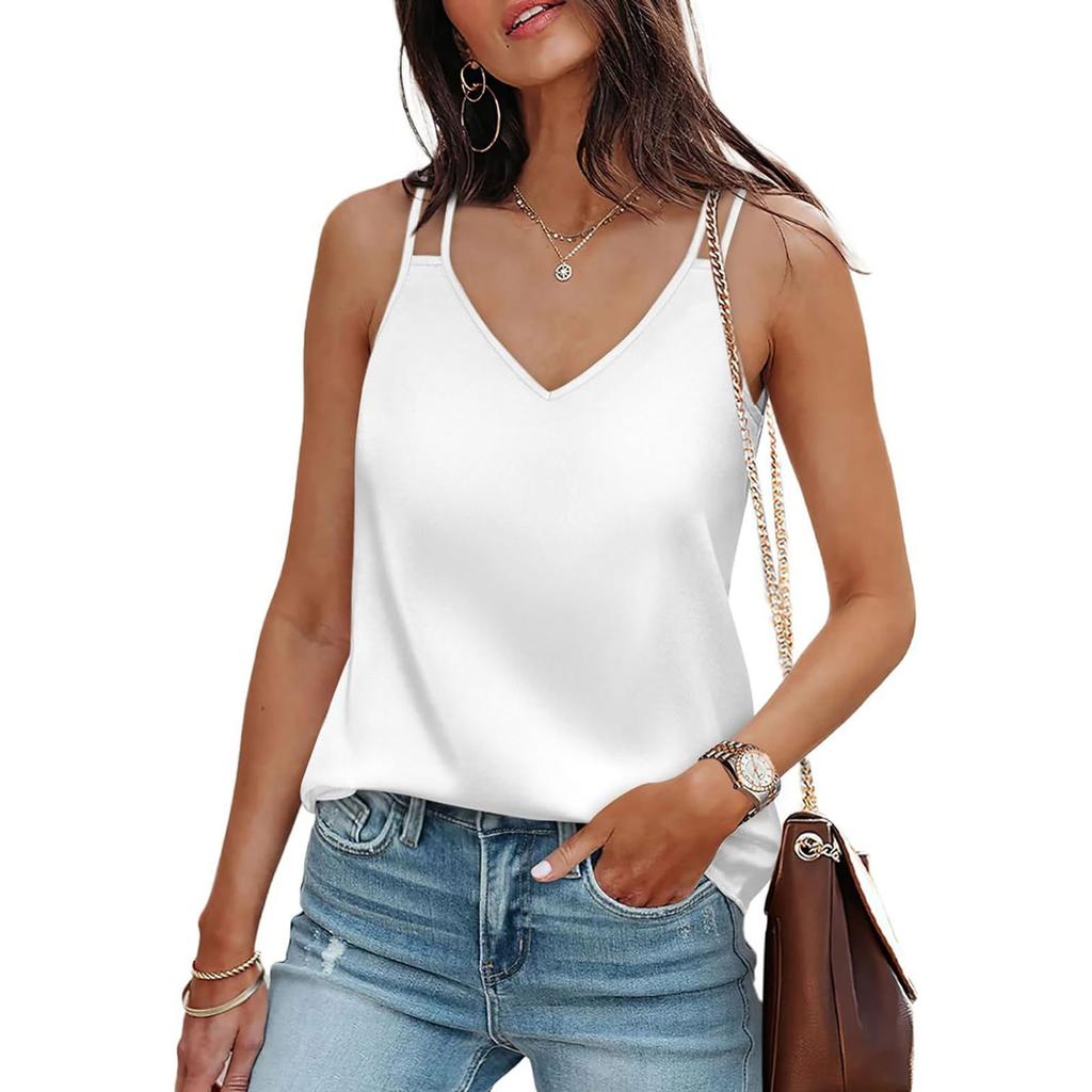Summer Ladies Casual Solid Color Sleeveless Camisole T-Shirt Tops For Women