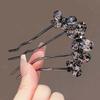 Rhinestone Toothed Insert Comb Geometric U-shaped Hair Clip Sweet Butterfly Hairpin Festival