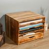 Деревянный многоярусный настольный органайзер: Коробка для хранения, Подставка для журналов, Полка для файлов
