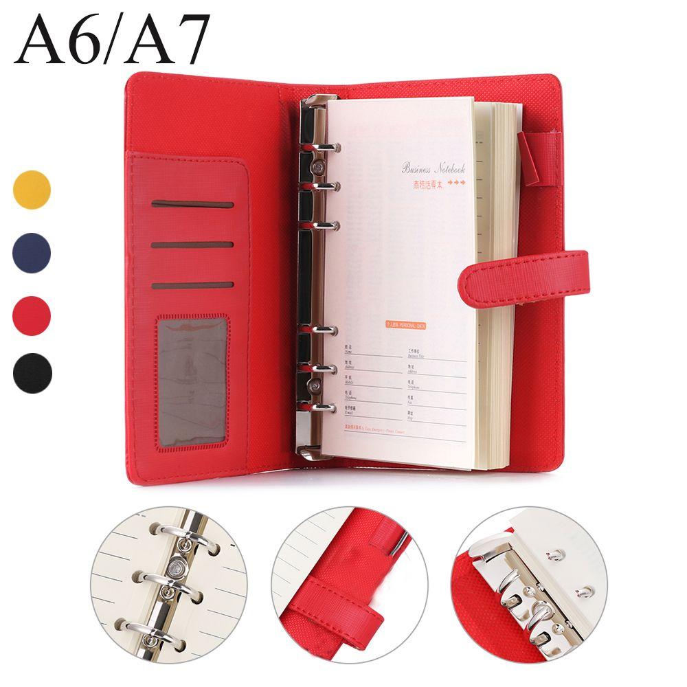 Refillable Card Organizer Ring Binder Leather Loose Leaf Daily Planner File Folder Notepad Notebook
