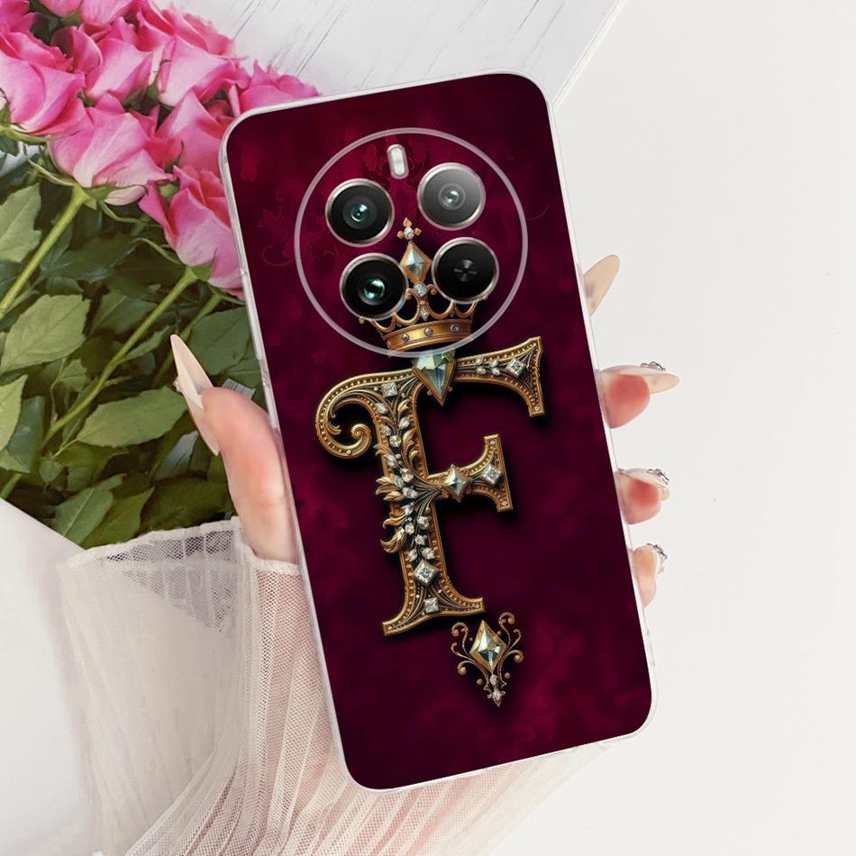 Для Realme 12+ 12X 12 5G Чехол для телефона с королевской короной и инициалами для пары Для Realme12 5G 12Plus 12X Мягкий силиконовый TPU Чехол-бампер
