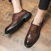 Korean Men's Fashionable Lace Up Casual Leather Shoes Brand Summer Men's Breathable Comfortable Oxford Shoes with Punching Holes