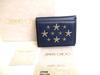 Authentic Metal Stars Navy Blue Leather Trifold Wallet Compact Wallet #9891  Refurbished