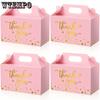 15pcs Thank You Gable Boxes In Bulk Golden Goodie Candy Boxes with Handle Party Gift Treat Boxes for Wedding Birthday Party Favors Packing