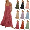 Women's  Summer Sleeveless Dress  Pleated   Casual Maxi Dresses With Pockets