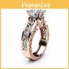 Stunning 14k Rose Gold Plated Colorful Floral Ring With Champagne Gemstone For Women