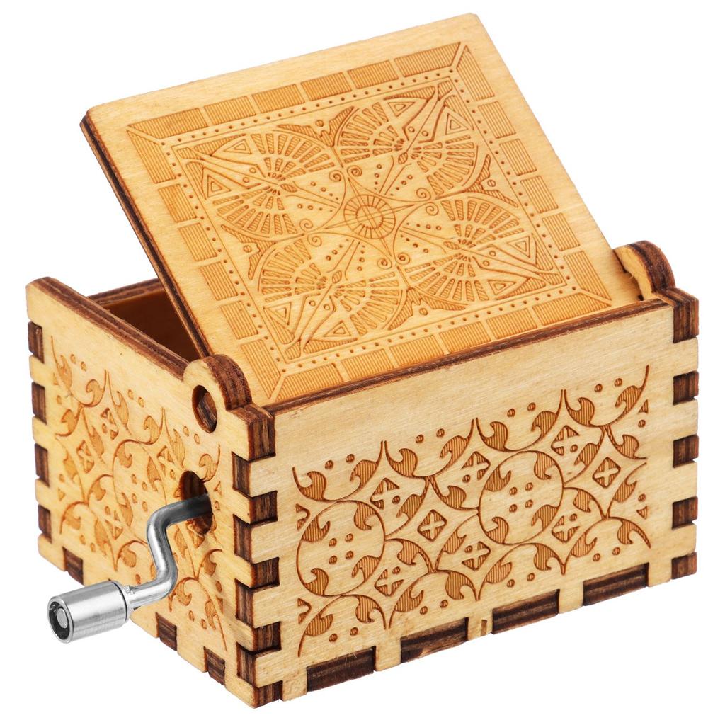 Wooden Birthday Black Laser Engraved Hand-Cranked You Are My Sunshine Music Box Musical Boxes