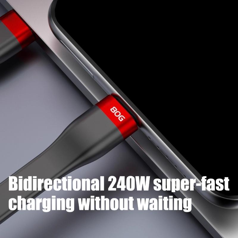 Кабель USB4 5 Type C 80 Гбит/с Передача данных 240 Вт Быстрая зарядка Алюминиевый сплав TPE
