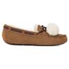 UGG Кожаные туфли на плоской подошве с бантом Pom Pom женские туфли на плоской подошве каштаново-коричневые 1138651-CHE