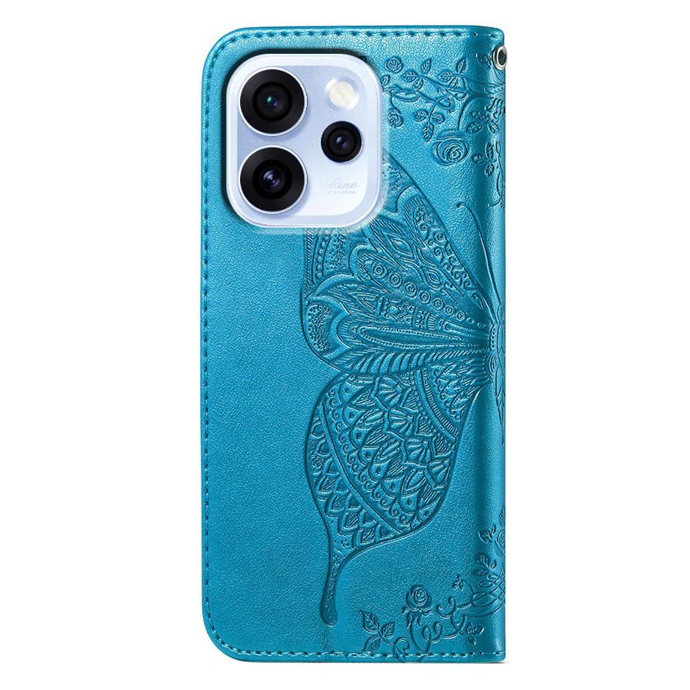 Flip case for Oppo Reno 15 Pro, Butterfly, blue