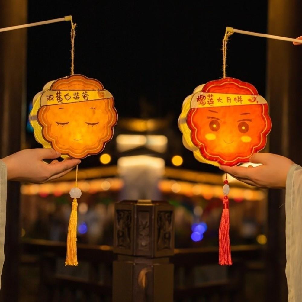with Tassel Handheld Mooncake Lantern Traditional Portable Glowing Lamp Mid-Autumn Festival