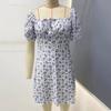 Женское платье квадратный вырез эластичное винтажное с высокой талией пуловер освежающий цветочный принт
