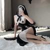 Костюм монахини женский сексуальный косплей Каваи черное платье без спины макси с повязкой на голову и трусиками набор на Хэллоуин наряды аниме костюм