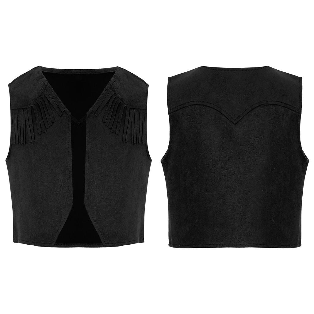 Детский ковбойский жилет в стиле вестерн для мальчиков, замшевая кожаная куртка с острым подолом для Хэллоуина, карнавала, вечеринки