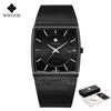 Wwoor Brand Luxury Gold Men Square Japan Quartz Slim Mesh Steel Waterproof Sports Automatic Date Wrist Watches Relogio Masculino