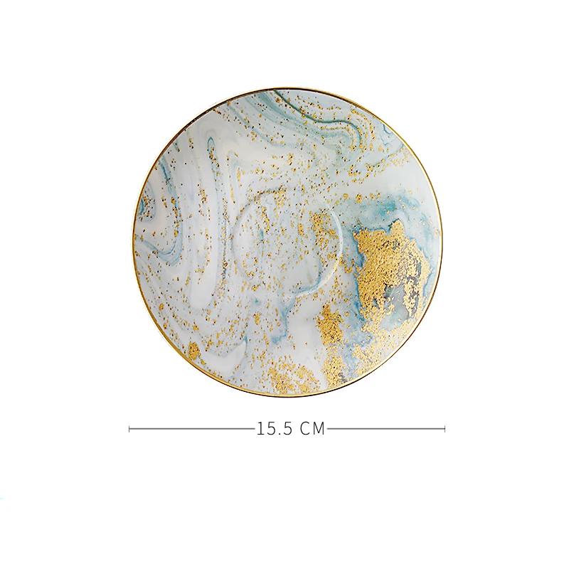 Креативная обеденная тарелка «Звездное небо», легкая роскошная ресторанная тарелка для десерта и салата, изысканная керамическая посуда, миска для супа