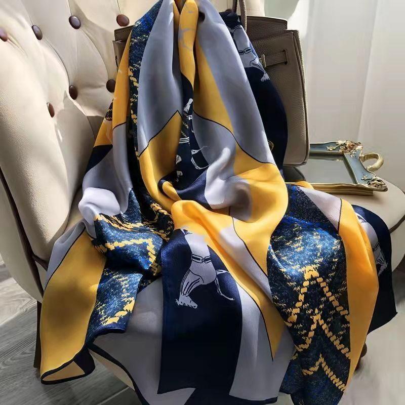 Women's New High-end Silk Spring and Autumn Summer Versatile Shawl Thin Sun Protection Neck Protection Fashionable Scarf