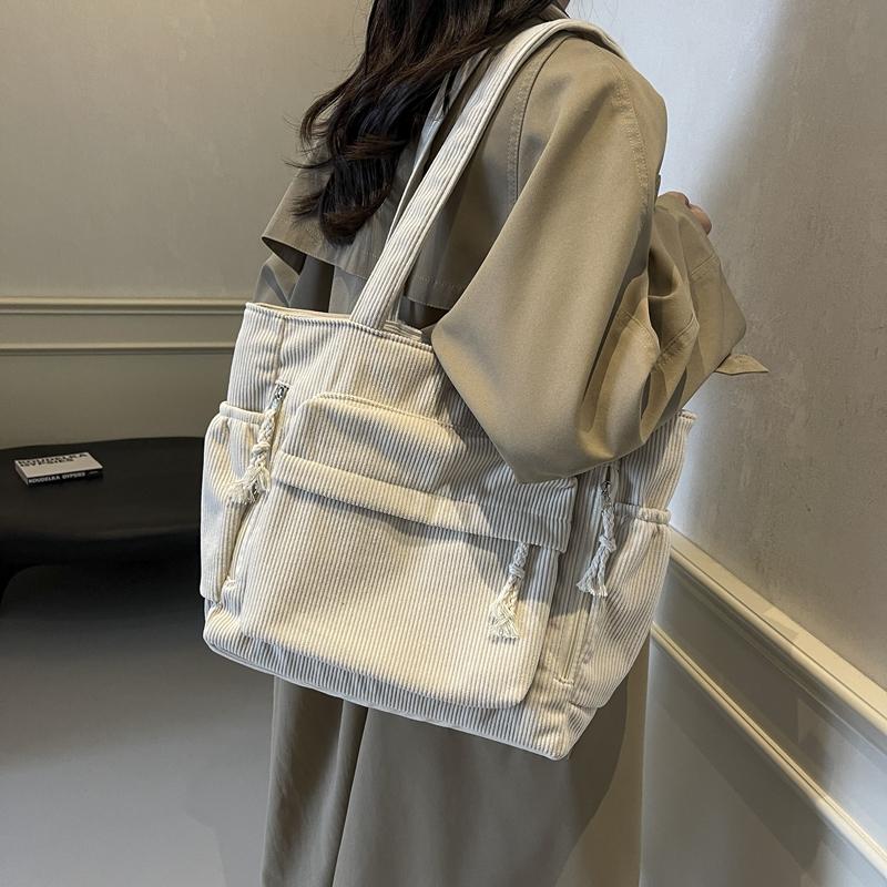 Вельветовая сумка-тоут женская сумка для поездок на работу, большая вместимость, сумка через плечо