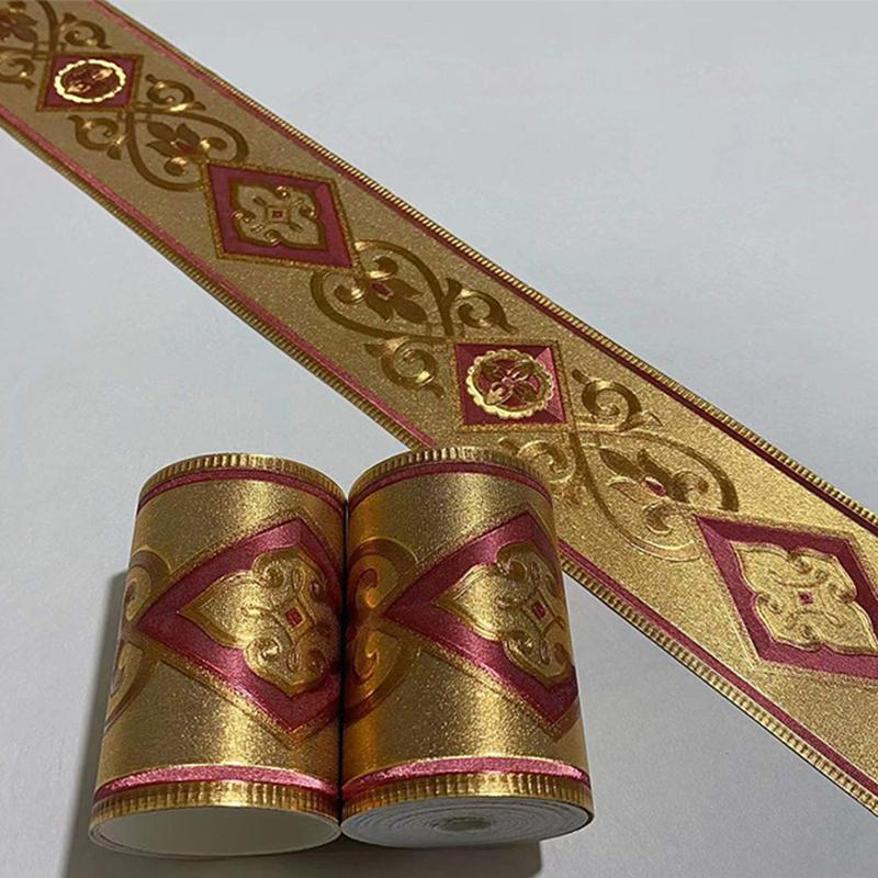 10 метров золотая роскошная ПВХ 3D водонепроницаемая плитка наклейки линия талии обои гостиная настенные бордюры наклейки 8 см плинтус линия
