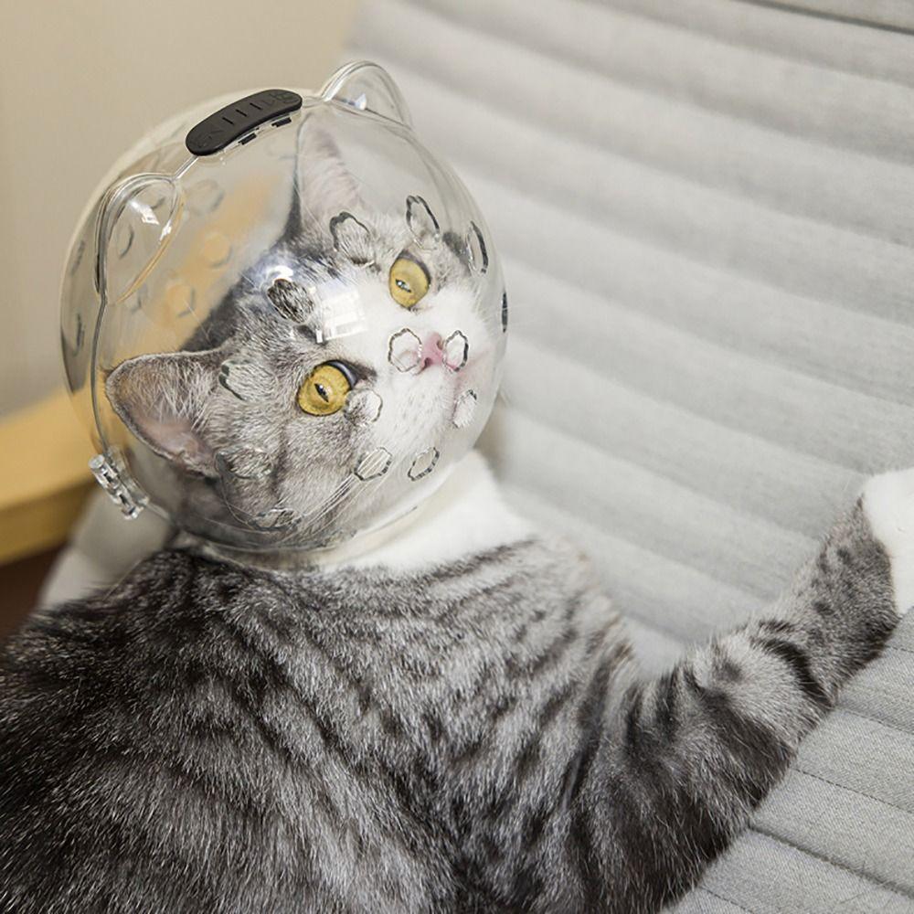 Breathable Pet Grooming Muzzle Mask Kitten Protective Helmet Anti-bite Space Hood Cat Head Cover