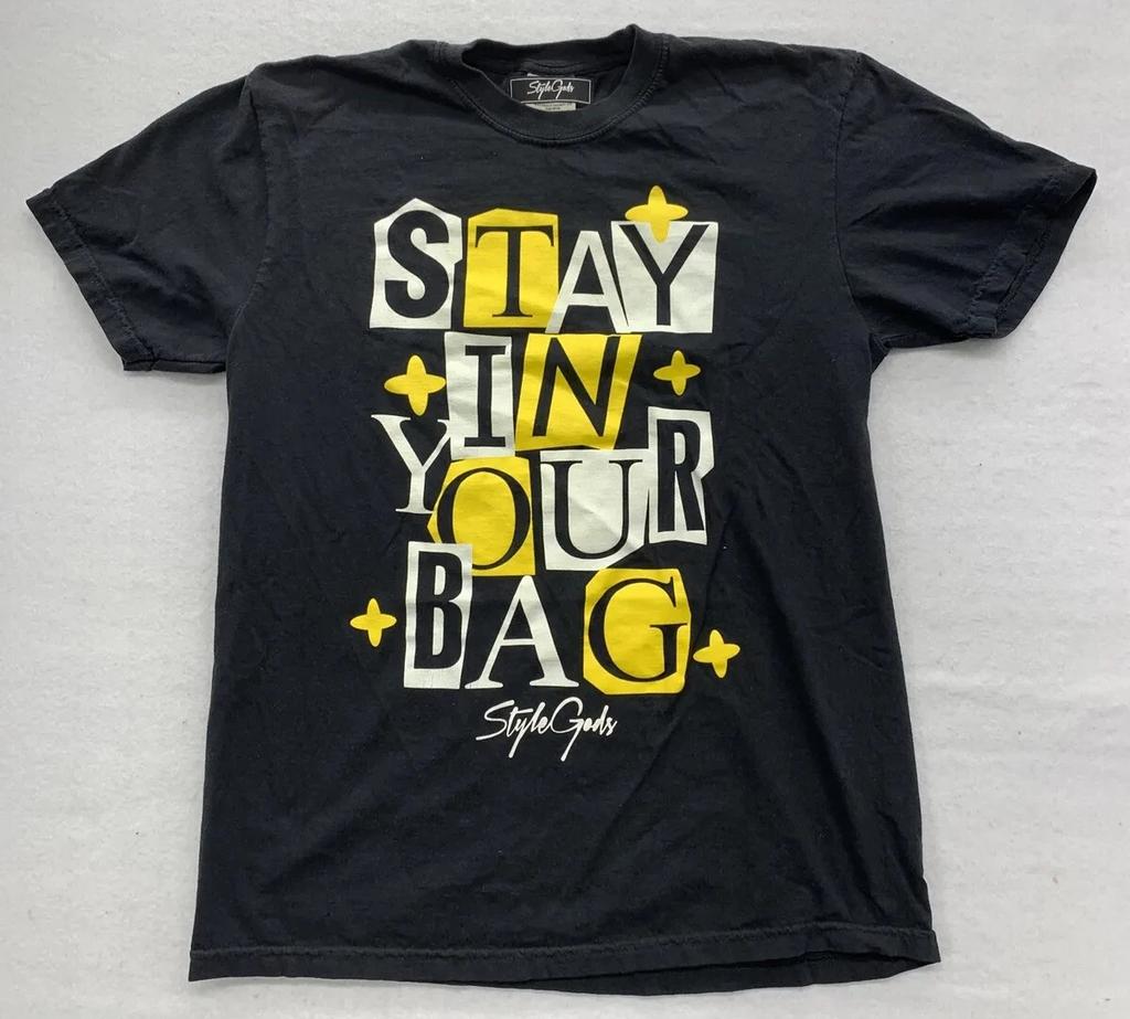 Style Gods 100% Cotton Logo Graphic T-Shirt STAY IN YOUR BAG Men’s Medium Black