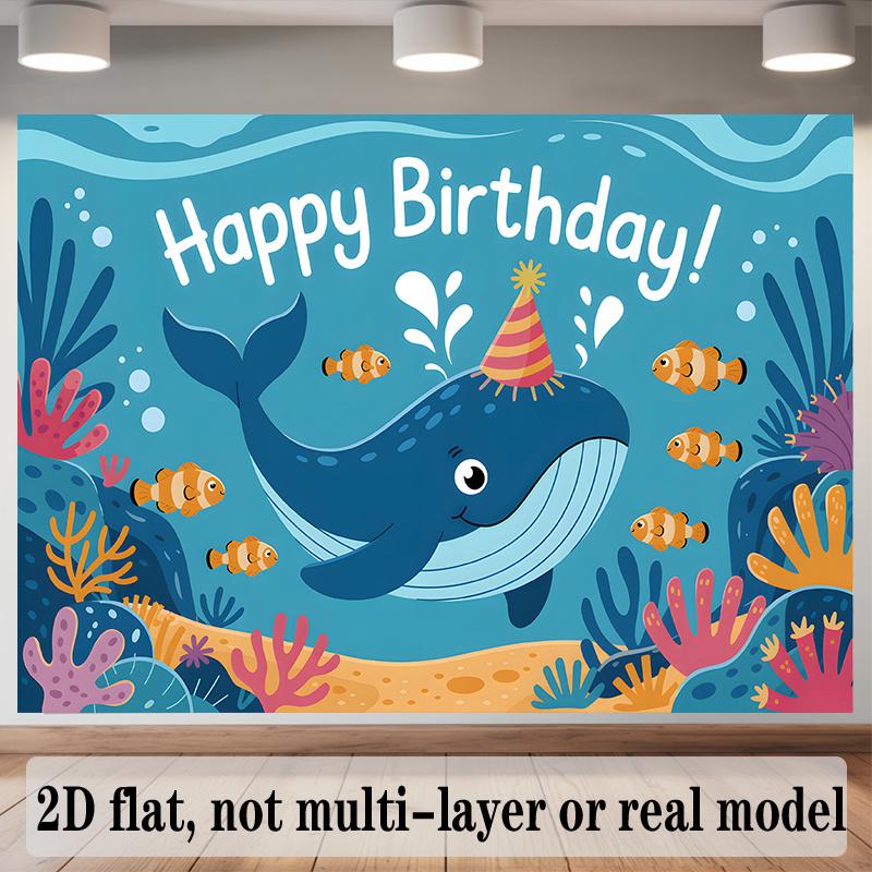 Party Backdrop Flat Whale Hanging Patterns Photo Background Decor Birthday Party Decor