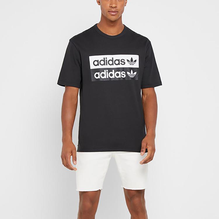 Adidas Originals Trefoil Vocal Logo Print T-Shirt Men Tops Black EJ7266