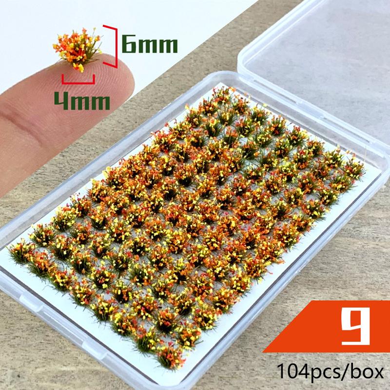 104pcs/box Static Grass Tuft Model Grass Tufts Terrain Model Kit Static Scenery Model Miniature Shrubs Bushes