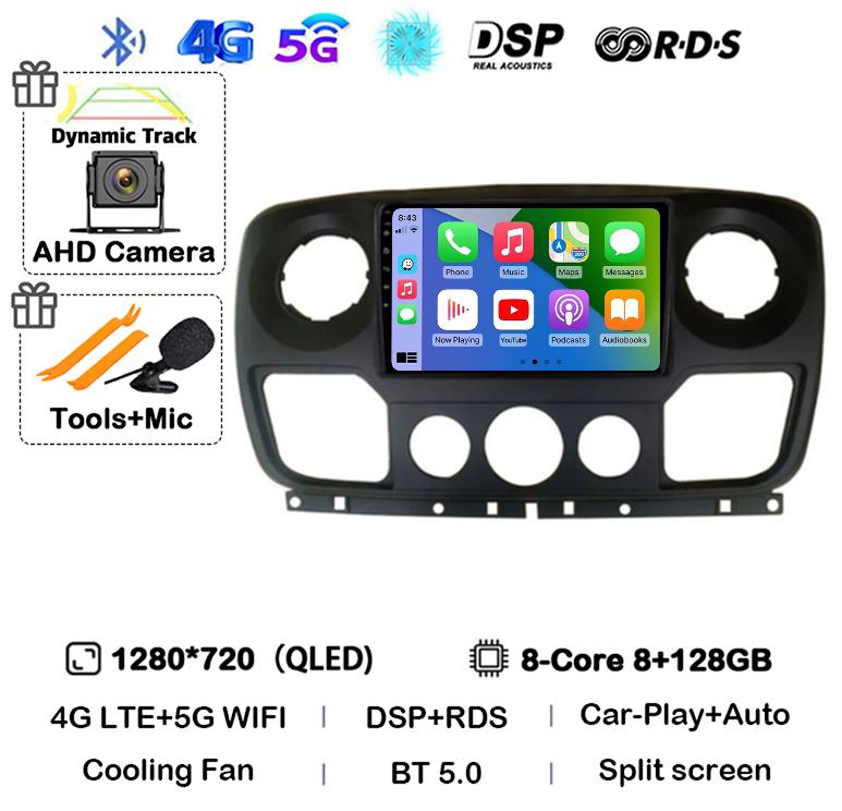 Android 14 Auto Carplay Car Radio For Renault Master Nissan NV400 Opel Movano 2010-2021 Multimedia Video Player GPS Wifi+4G QLED