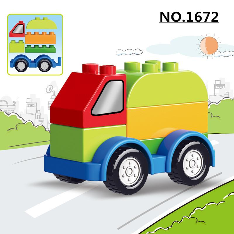 Large Particle Building Blocks Car Creative City Construction Forklift Crane Excavator Vehicle DIY Bricks Toy For Kids Xmas Gift