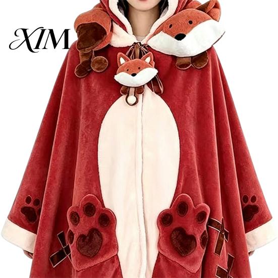 Animal Themed Blanket Wearable Hoodie, Adults Oversized Fleece Sweatshirt Halloween Costume Shawl Sleepwear, Cosplay Plush Hooded Cape Coral Hoodie
