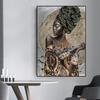 Abstract African Girl Canvas Painting Graffiti Art Posters and Prints Wall Art Pictures for Living Room Wall Decoration Cuadros