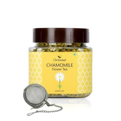 Чай Octavius Chamomile Sleep Flower - 50 г || БЕСПЛАТНЫЙ ЗАВИТОК ДЛЯ ЧАЯ (BALL) || 100% натуральный цельнолистовой травяной чай | Без кофеина | Хороший сон | Банка 50 г