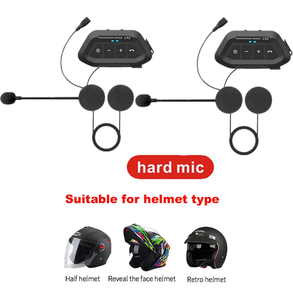 LX2 Bluetooth-гарнитура для мотоциклетного шлема, наушники с микрофоном для 2 гонщиков, Bluetooth-стереонаушники, громкая связь, мото-коммуникатор, динамик, гарнитура, байкерская гарнитура