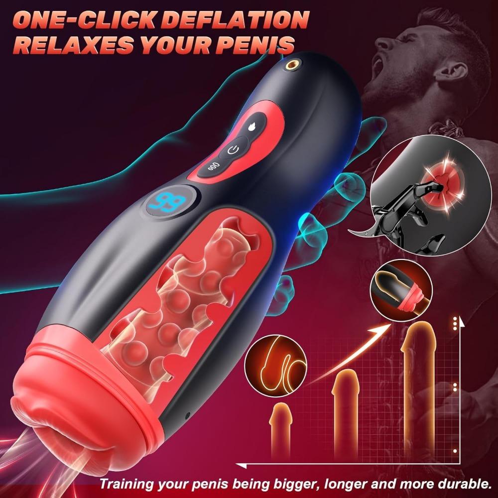 Male Masturbator Stroker with 9 Suction/Vibration Modes, APP Control, Heating | LCD Blowjob Toy for Men