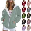 Autumn Women Casual Solid Color Hoodie Long Sleeve Zipper Pullover Sweatshirt With Pockets Fashion Tops